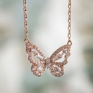 Butterfly Necklace Rose Gold - Brand New